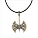 Sterling Silver Pendant w/ Rubber Cord - Double Minoan Axe (40mm)
