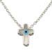 The Amphitrite Collection - Platinum Plated Sterling Silver Necklace - Mother of Pearl Cross (10mm) 