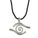 Sterling Silver Pendant w/ Leather Cord - Swirl w/ Evil Eye Border (35mm)