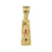 Justinian Collection - 24k Gold Plated Sterling Silver Pendant - Tall Rectangle w/ Cubic Zirconia (2
