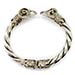Vintage Greek double ram’s head sterling silver torque bracelet 