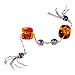 Sterling Silver Begleri Large Tubular Beads with Tassle (amber)